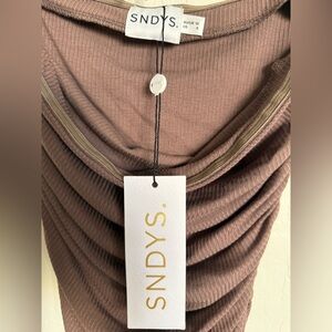 SNDYS Ribbed Ruched Women’s Bodysuit Brown - New With Tags - US 6